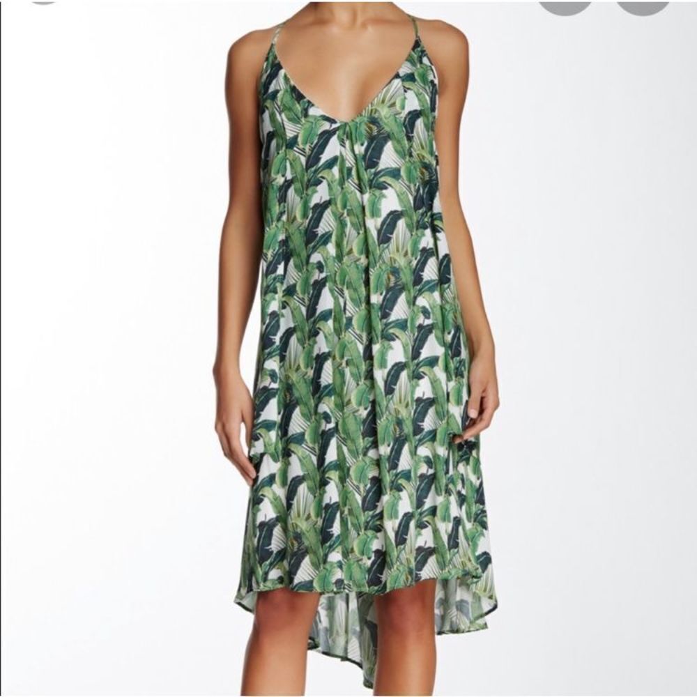 Rebecca Minkoff - Lena palm leaf print silk dress sz M - Picture 2 of 10